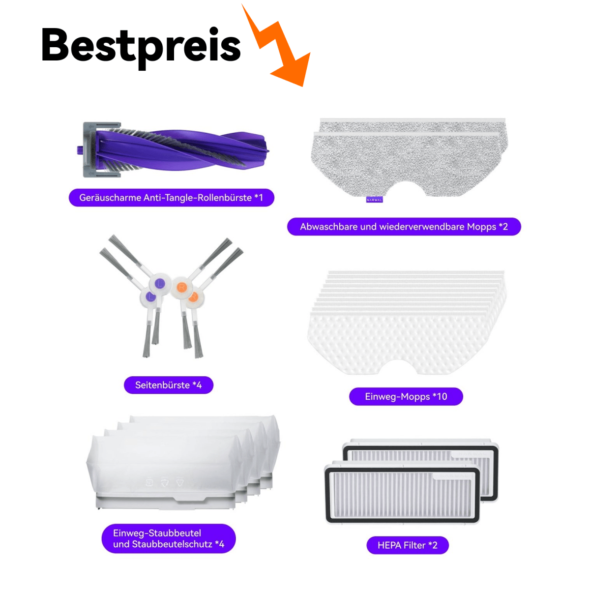 Original Zubehör-Set für Narwal Freo X Plus